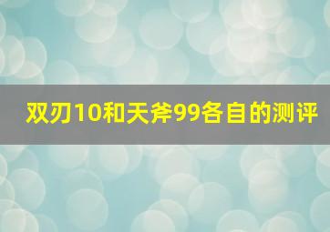 双刃10和天斧99各自的测评