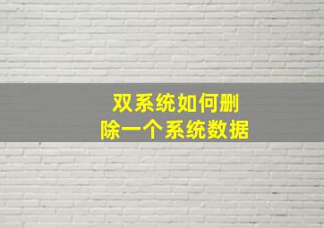 双系统如何删除一个系统数据