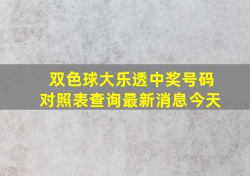 双色球大乐透中奖号码对照表查询最新消息今天