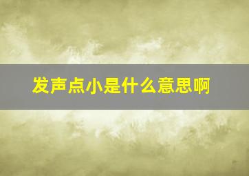 发声点小是什么意思啊