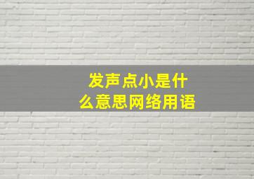 发声点小是什么意思网络用语