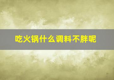 吃火锅什么调料不胖呢