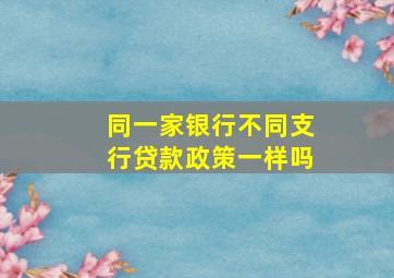 同一家银行不同支行贷款政策一样吗