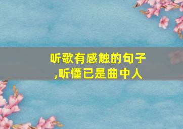 听歌有感触的句子,听懂已是曲中人