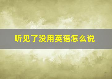 听见了没用英语怎么说