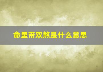 命里带双煞是什么意思