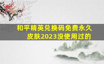 和平精英兑换码免费永久皮肤2023没使用过的