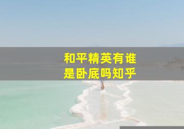 和平精英有谁是卧底吗知乎