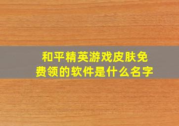 和平精英游戏皮肤免费领的软件是什么名字