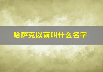 哈萨克以前叫什么名字