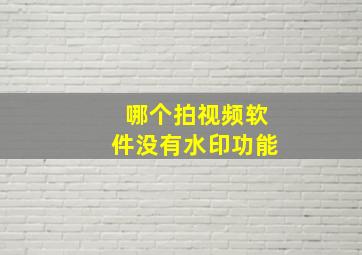 哪个拍视频软件没有水印功能