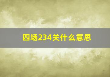 四场234关什么意思