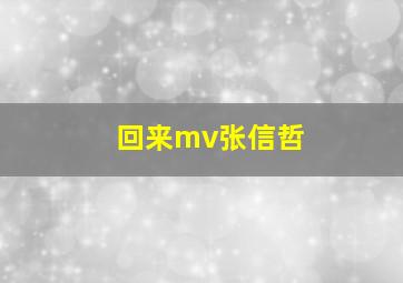 回来mv张信哲