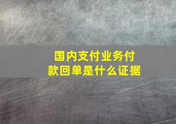 国内支付业务付款回单是什么证据