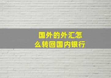 国外的外汇怎么转回国内银行