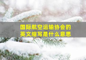 国际航空运输协会的英文缩写是什么意思