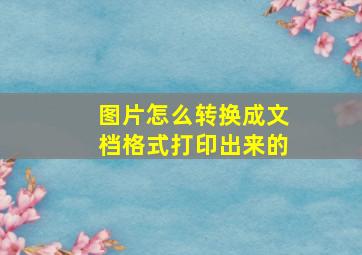 图片怎么转换成文档格式打印出来的