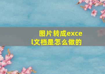 图片转成excel文档是怎么做的