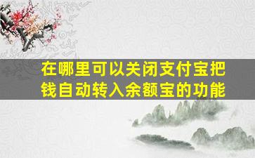 在哪里可以关闭支付宝把钱自动转入余额宝的功能