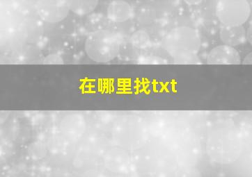 在哪里找txt