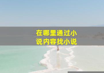 在哪里通过小说内容找小说