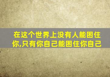 在这个世界上没有人能困住你,只有你自己能困住你自己