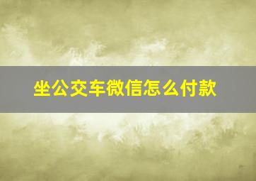 坐公交车微信怎么付款