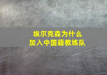 埃尔克森为什么加入中国籍教练队