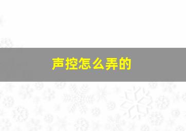 声控怎么弄的