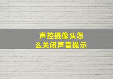 声控摄像头怎么关闭声音提示