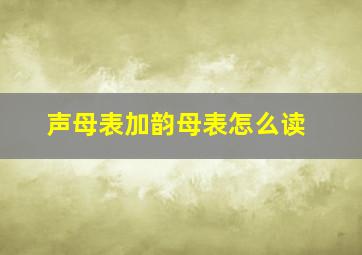 声母表加韵母表怎么读