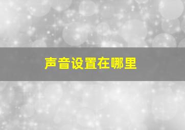 声音设置在哪里