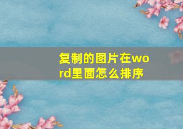 复制的图片在word里面怎么排序