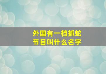 外国有一档抓蛇节目叫什么名字