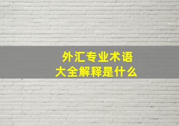 外汇专业术语大全解释是什么