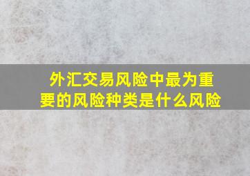 外汇交易风险中最为重要的风险种类是什么风险