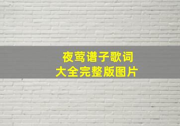 夜莺谱子歌词大全完整版图片