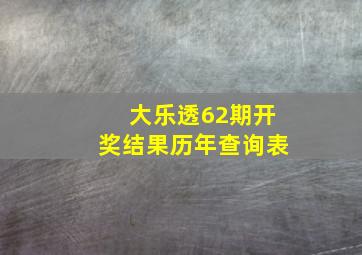 大乐透62期开奖结果历年查询表