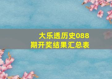 大乐透历史088期开奖结果汇总表