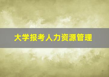 大学报考人力资源管理