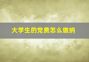 大学生的党费怎么缴纳