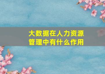 大数据在人力资源管理中有什么作用