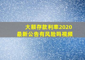 大额存款利率2020最新公告有风险吗视频