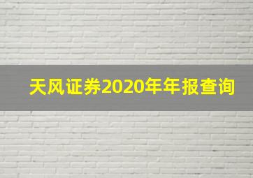 天风证券2020年年报查询