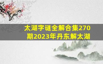 太湖字谜全解合集270期2023年丹东解太湖