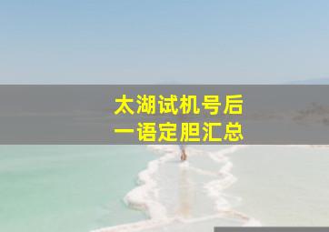 太湖试机号后一语定胆汇总