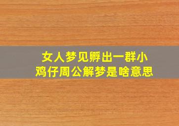 女人梦见孵出一群小鸡仔周公解梦是啥意思