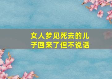 女人梦见死去的儿子回来了但不说话