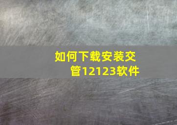 如何下载安装交管12123软件