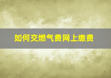 如何交燃气费网上缴费